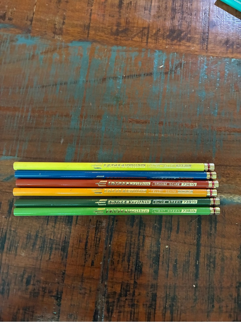 Vintage Eagle Verithin Colored Pencils Lot 6 New Unsharpened